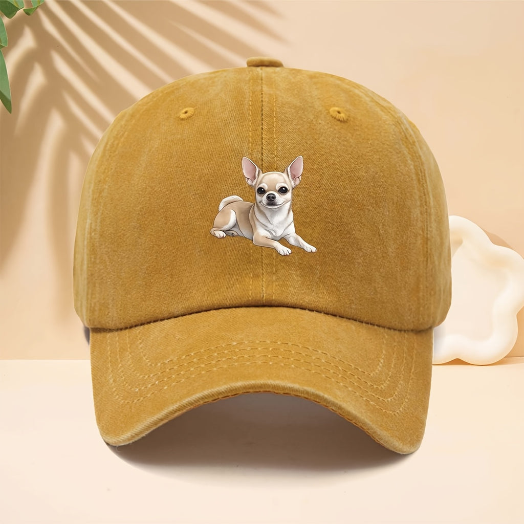Chihuahua Print Baseball Cap with Chihuahua Dog Design - Adjustable Snapback Trucker Hat Suitable for Men & Women, Soft Top Curved Brim, Unisex Casual for All- Wear, Durable Comfortable for Walking, Parties, Shopping, Hip-Hop Style
