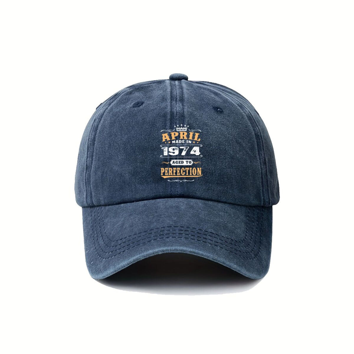 April 1974 Vintage Washed Distressed Duckbill Cap - Adjustable Unisex Baseball & Golf Hat Suitable for Outdoor, Lightweight Breathable Retro with Duckbill Bill, Machine Washable for, Casual Wear, Nostalgic Gift