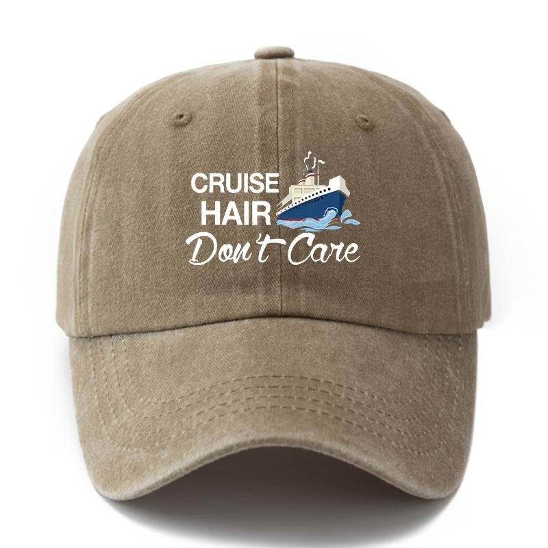 MAKEFGE Unisex Polyester Baseball Cap, Casual Cruise Hair Don'T Care Print, Adjustable Hip Hop Hat with Curved Brim, Outdoor Sports Truck Driver Cap