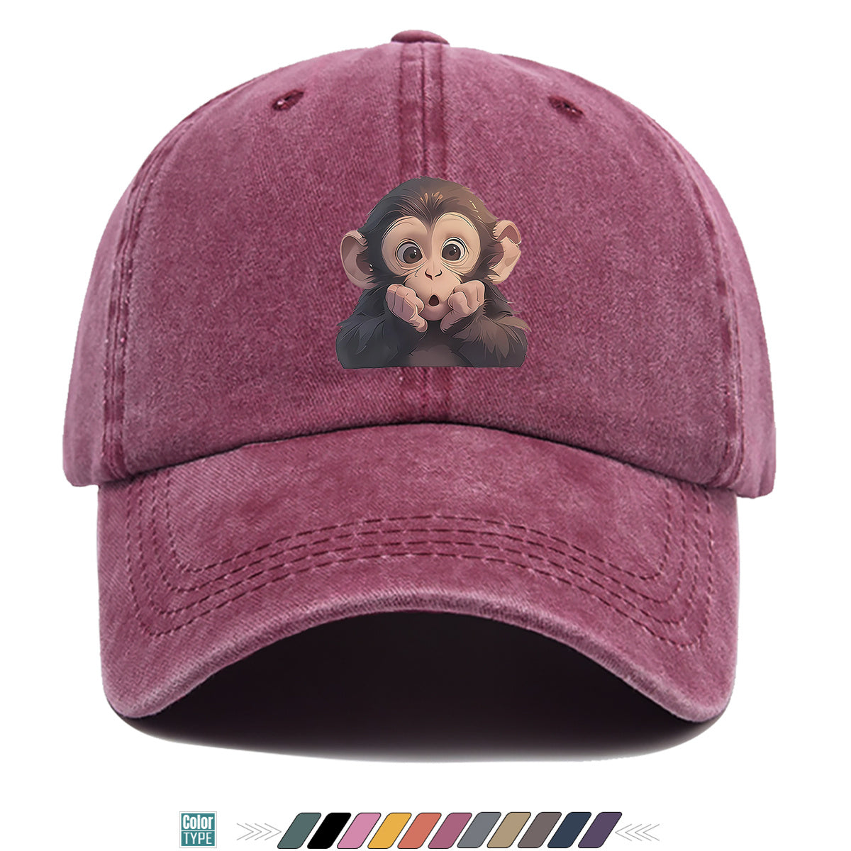 1pc Chimpanzee Print Baseball Cap Suitable for Men & Women, Adjustable Unisex Hat with Chimpanzee Face, Breathable for Streetwear, Hip-Hop, Music Festivals, Skateboarding - Trendy, Daily Commute & Outfits