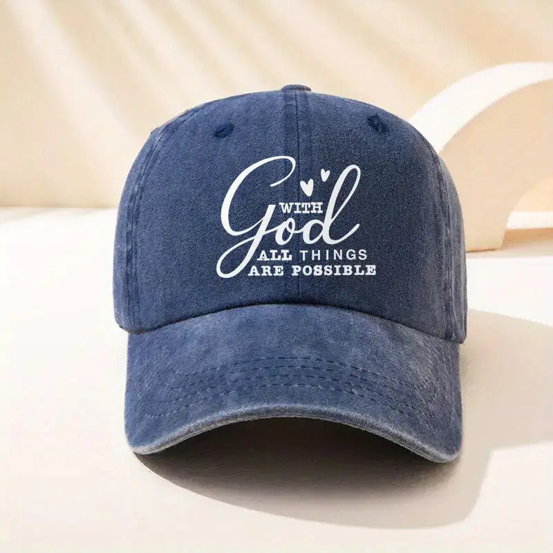 Y2g Retro Unisex Adjustable Baseball Cap with "Everything Is Possible" Print - Breathable Buckle Closure, Y2gVintage, Machine Washable Suitable for Men & Women, Casual & Sportswear Accessory