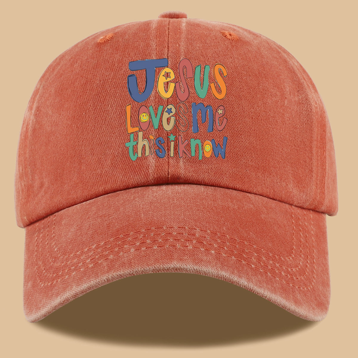 1pc Christian-themed Printed Baseball Cap with a Warm and Affectionate Design, Featuring Rounded, Cute, and Colorful Text. Lightweight, Comfortable, and Breathable Sun Hat with a Stylish, Simple, and Aesthetically Pleasing Look. Adjustable Size