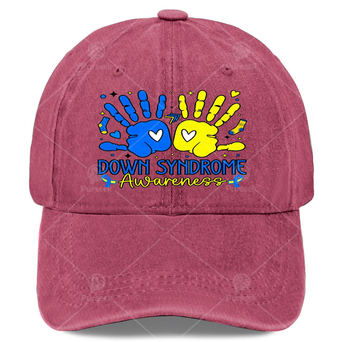 Down Syndrome Awareness T21 Hands Support Baseball Hat Unisex Soft Washed
