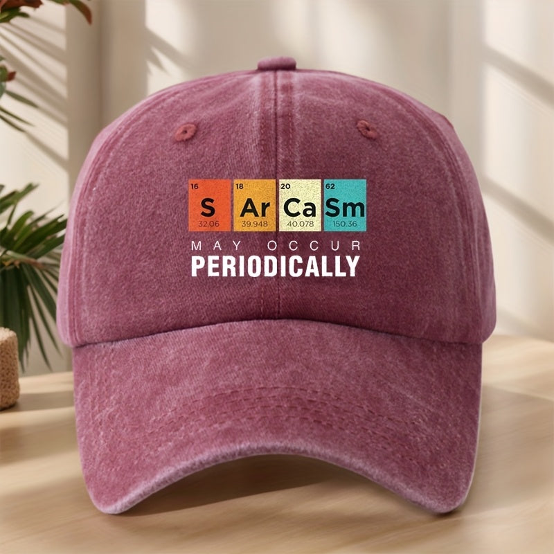 PERIODICALLY Statement Print Baseball Cap Classic Washed Distressed Vintage Duckbill Cap Soft Top Comfortable Adjustable Sun Hat