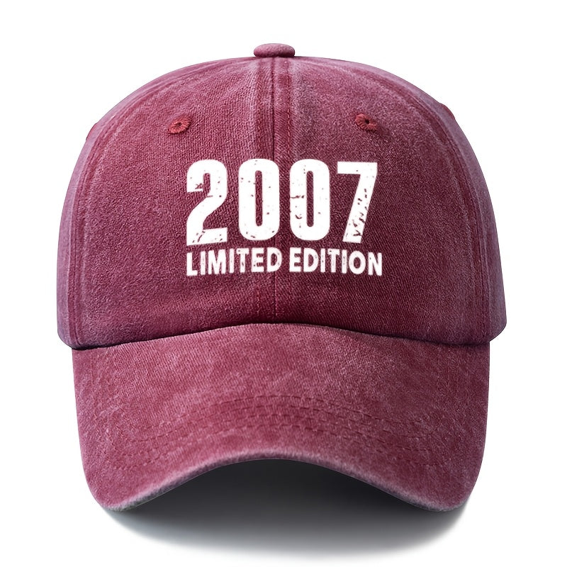 A 2007 LIMITED EDITION Unisex Fashionable and Versatile Printed Baseball Cap, Featuring a Classic Vintage Washed Outdoor Lightweight Curved Brim. This Trucker Baseball Cap Is Suitable for Casual Occasions Such as Outdoor Vacations