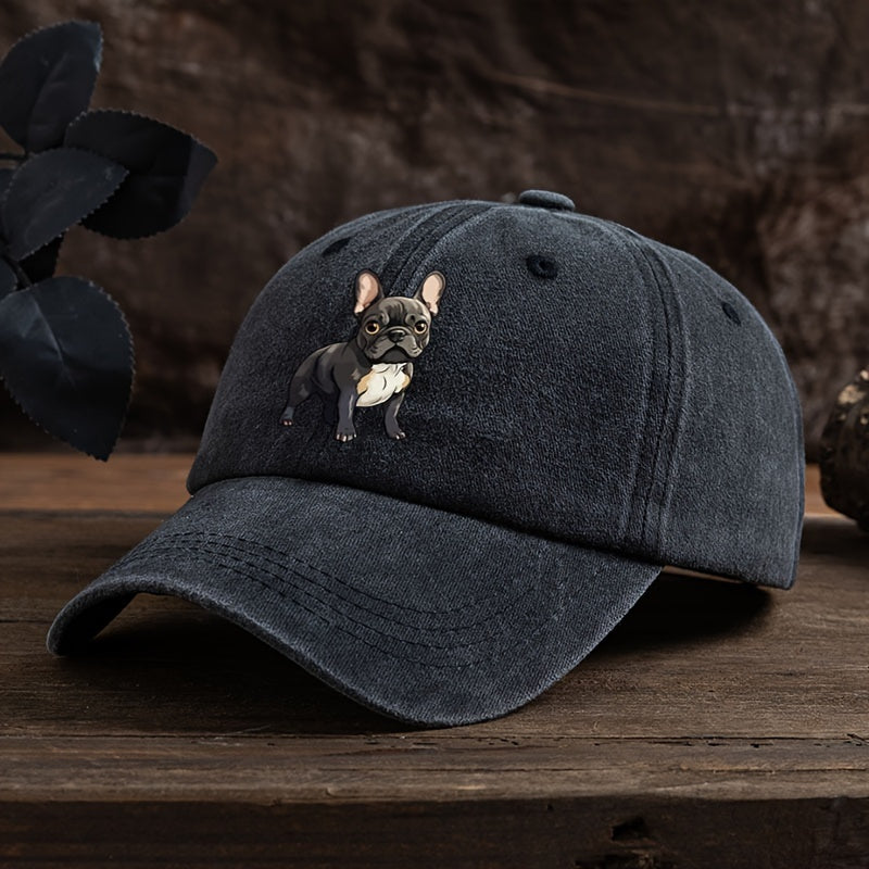 French Bulldog Print Baseball Cap, Unisex Adjustable Outdoor Duckbill Hat for Spring/Summer Sun, Trendy Sun Hat