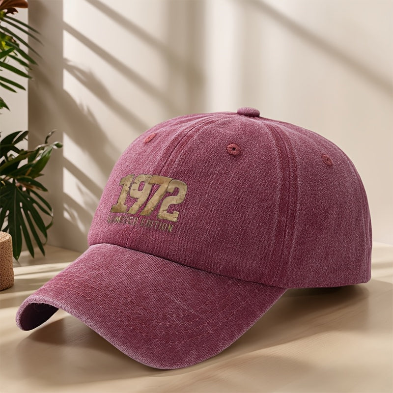 1972 Vintage Washed Duckbill Baseball Cap - Distressed Retro Print Suitable for Outdoor, Casual, Streetwear & Hip-Hop Hat, Lightweight Breathable Sweat-Absorbent Cap for Sports, Camping, Vacation,