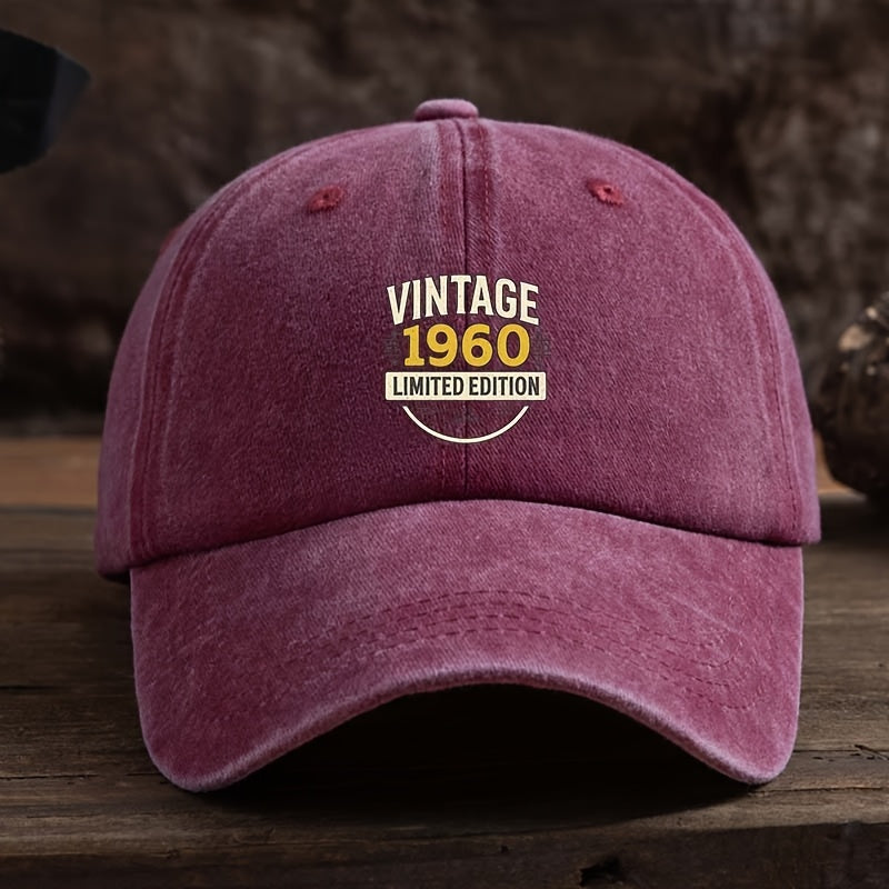 Men' Vintage 1960 Limited Edition Baseball Cap - Adjustable Snapback, Breathable Textile Fabric Hat Suitable for Outdoor & Casual Wear, Durable Retro Headgear with Cap, Hand Washable (Not Dry)