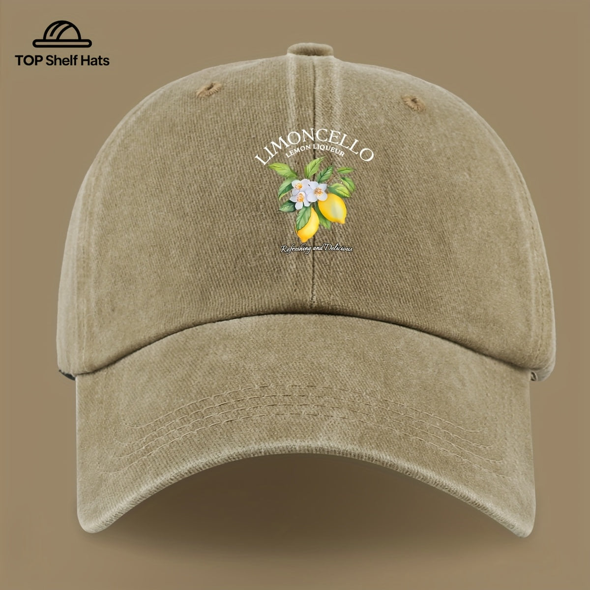 70G Lightweight And Breathable 1pc "Limon Cello" English Print Baseball Cap with Refreshing Lemon Pattern Print, Breathable And Comfortable, Stylish And Beautiful, Black Papa Dad Hat, Adjustable Size, Unisex, Retro Trucker Hat