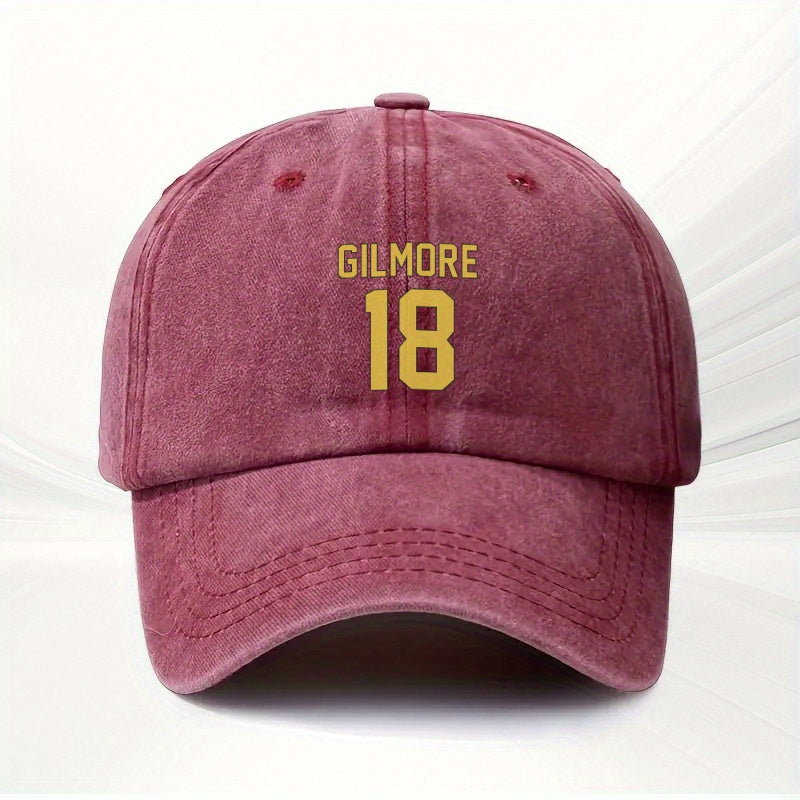 1pc, Gilmore Size 18 Printed Adjustable Baseball Cap, Polyester Fiber Lightweight Printed Craft, Fashionable Versatile Couple Hat, Ideal for Outdoor Sports, Camping, Golf, Riding, Parties, Music Festivals, Weddings, Birthday Gifts And Photography