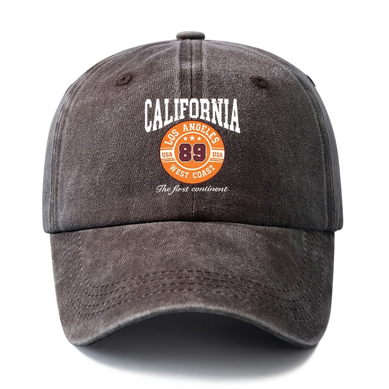 A Unisex Fashionable and Versatile Printed CALIFORNIA Baseball Cap, Featuring a Classic Vintage Washed Lightweight Curved-brim Design. Suitable for Outdoor Vacations, Travel, Camping, and Other Casual Occasions. Also Ideal as a Hip-hop Hat