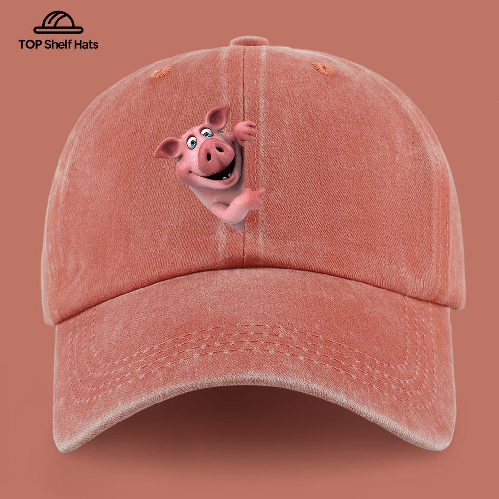 1pc 1pcs Cute Pig Print Baseball Cap Suitable for Men & Women, Lightweight Breathable Adjustable Cap with Pig, for Outdoor, Beach, Hiking, Fishing, Wedding, Birthday Gift, Pig-Themed Casual Hat for Casual Attire