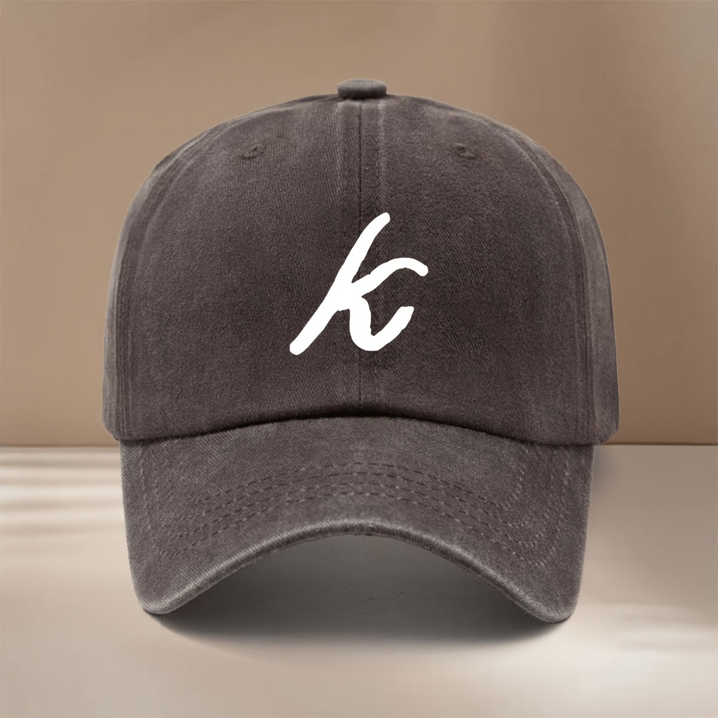This Is a Comfortable And Trendy Baseball Cap Featuring a Handwritten Letter 'K' Design. It Has an Adjustable Size And Is Suitable for Both Men And Women. The Easy And Lightweight Curved-Brim Hat Is Perfect for Outdoor Sports, Gatherings