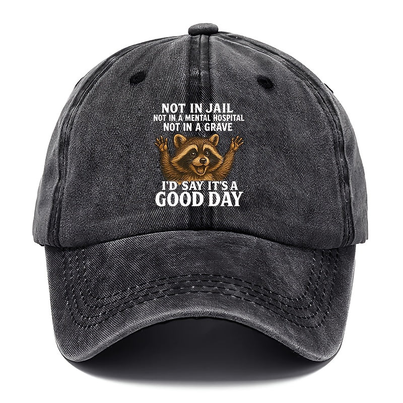 Animal-themed Hat | 1, Women's Hat, Men's Outdoor Hat, "It's a Good Day" Hat, Dad Hat, Breathable Baseball Cap, Adjustable Style Hat, Suitable for All Occasions, Curved Brim Design, Outdoor Style Hat, All-season Style