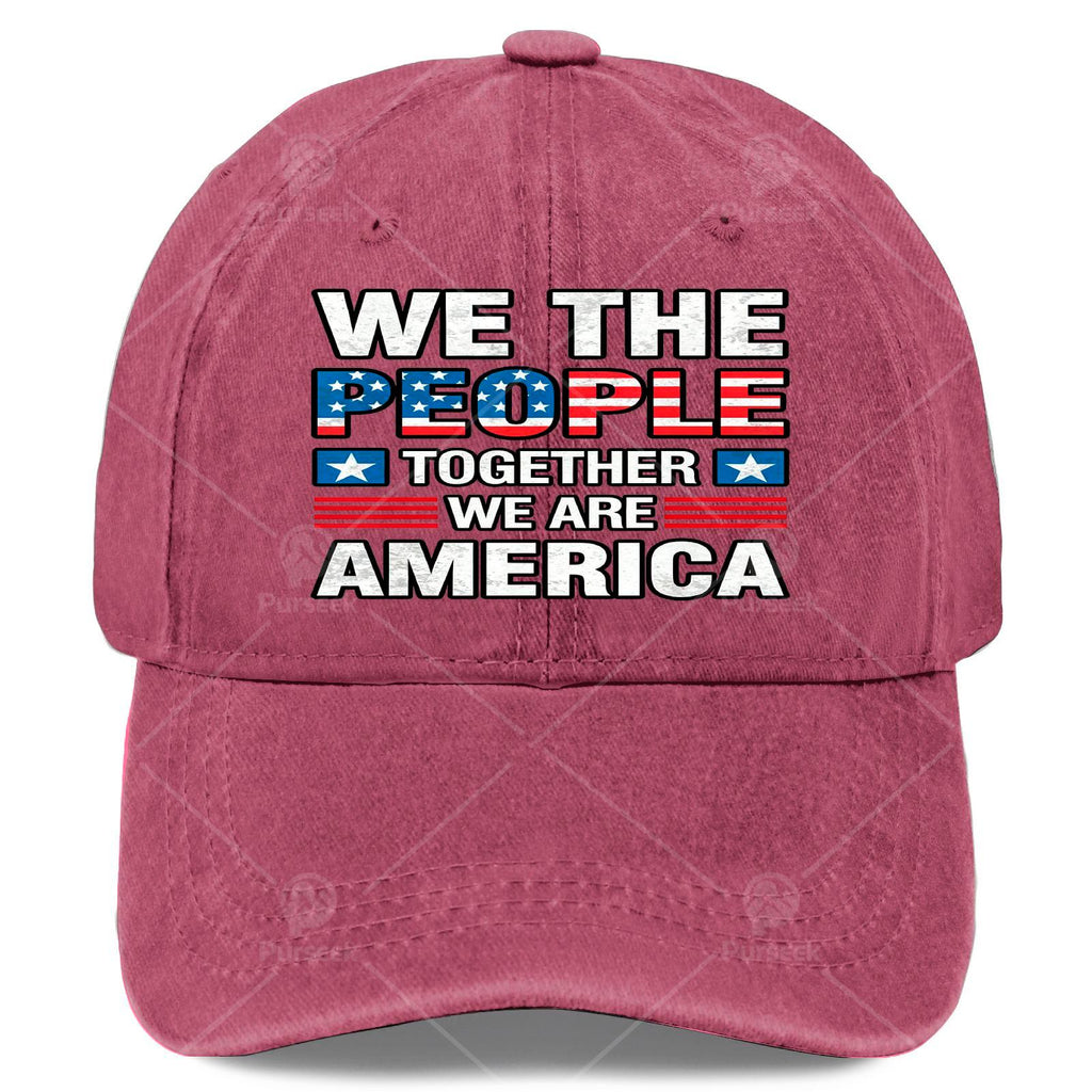 Together We Are America US Flag Vintage Baseball Hat Unisex Vintage Washed