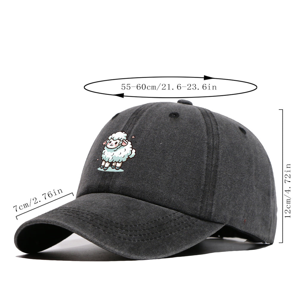 1pc Cute Cartoon Sheep Print Baseball Cap, Soft Breathable Sun Hat, Adorable Healing Style Fashion Hat, Unisex Adjustable Duckbill Cap, Casual Outing Hat, Girly Bestie Hat, Suitable for Picnics, Shopping, Strolling, Travel