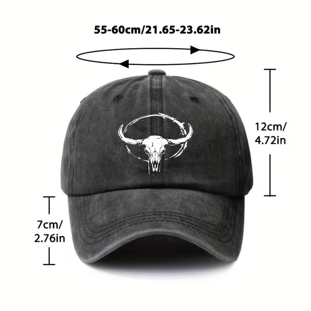 Cow Head Print Baseball Cap, Unisex Vintage Washed Grunge Style, Adjustable Cow Head Pattern, Suitable for Outdoor Leisure, Great for Gifting, Cow Head Design