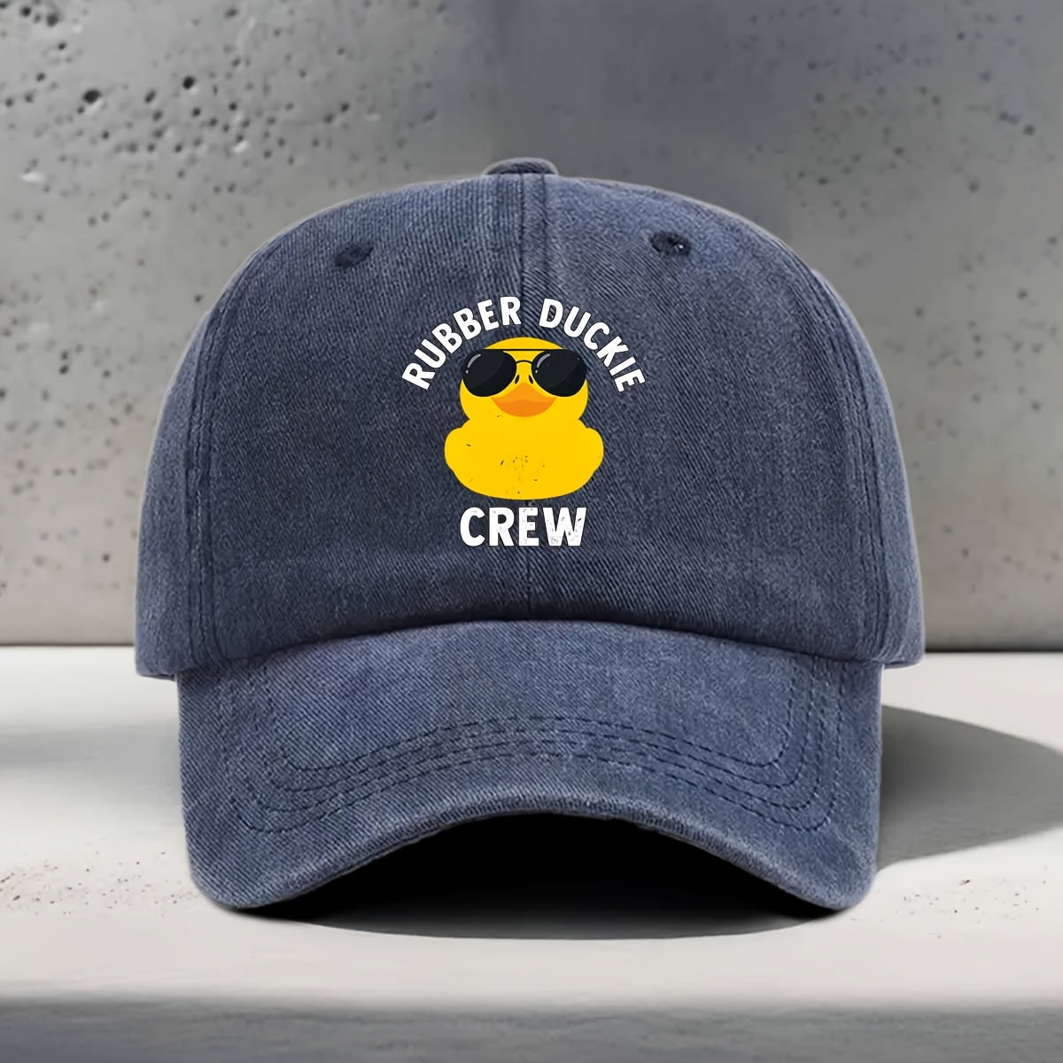 Women'S Baseball Cap with English Print RUBBER DUCKIE CREW, Sunglasses Yellow Rubber Duck Element Pattern, Fashionable Trendy Casual All-Match Unisex Duckbill Hat