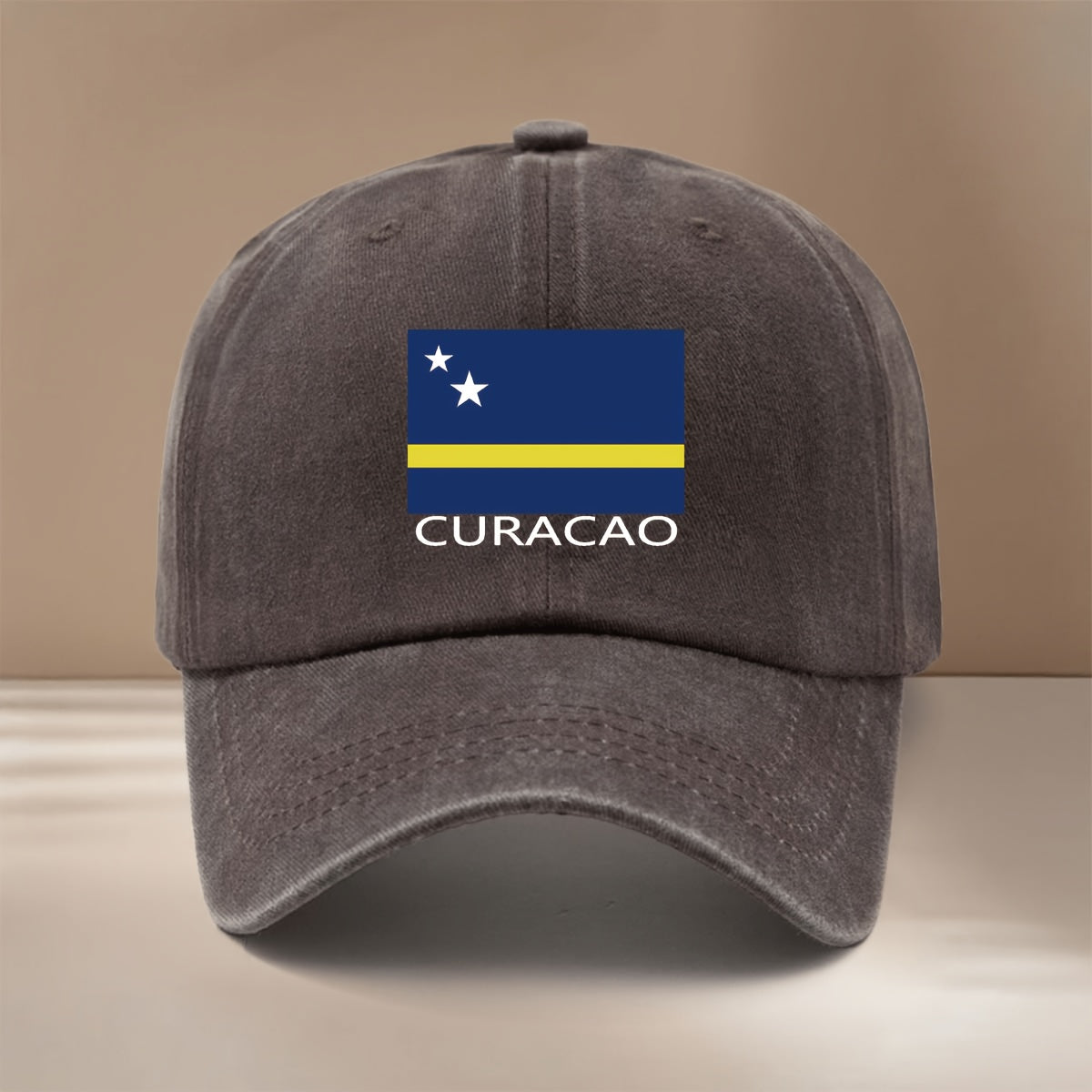 Baseball Cap with CURACAO Text and Flag Pattern, Featuring a Relaxed Fit and Curved Brim. This Trendy Textured Snapback Is a Comfortable, Lightweight, and Casual Unisex Six-panel Hat. It's Also a Hip-hop Style Adjustable Cap with a Simple