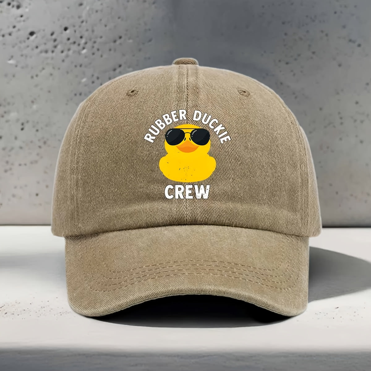 Women'S Baseball Cap with English Print RUBBER DUCKIE CREW, Sunglasses Yellow Rubber Duck Element Pattern, Fashionable Trendy Casual All-Match Unisex Duckbill Hat