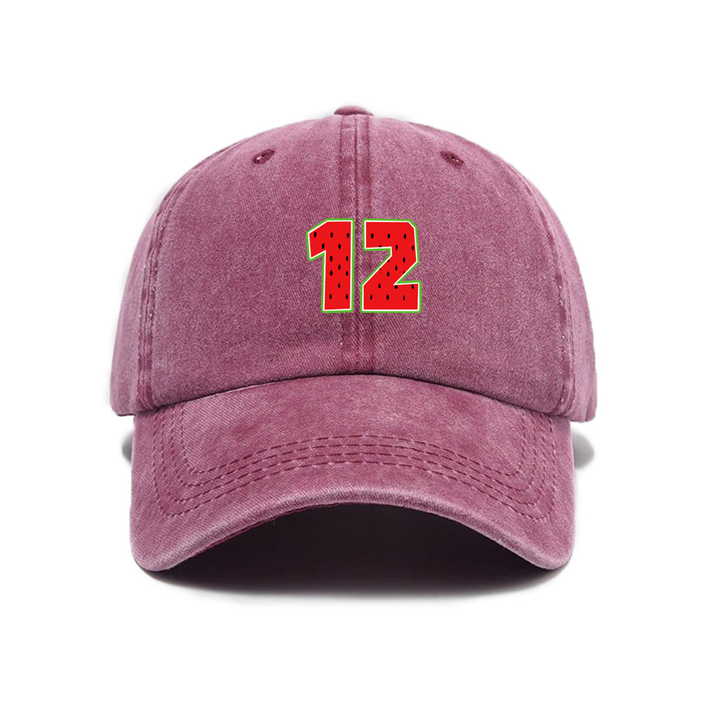 1 Washed Distressed Printed Baseball Cap for Adults, Simple Number 12 Print, Washed Distressed Soft Top Sun Baseball Cap, Unisex Versatile Baseball Cap