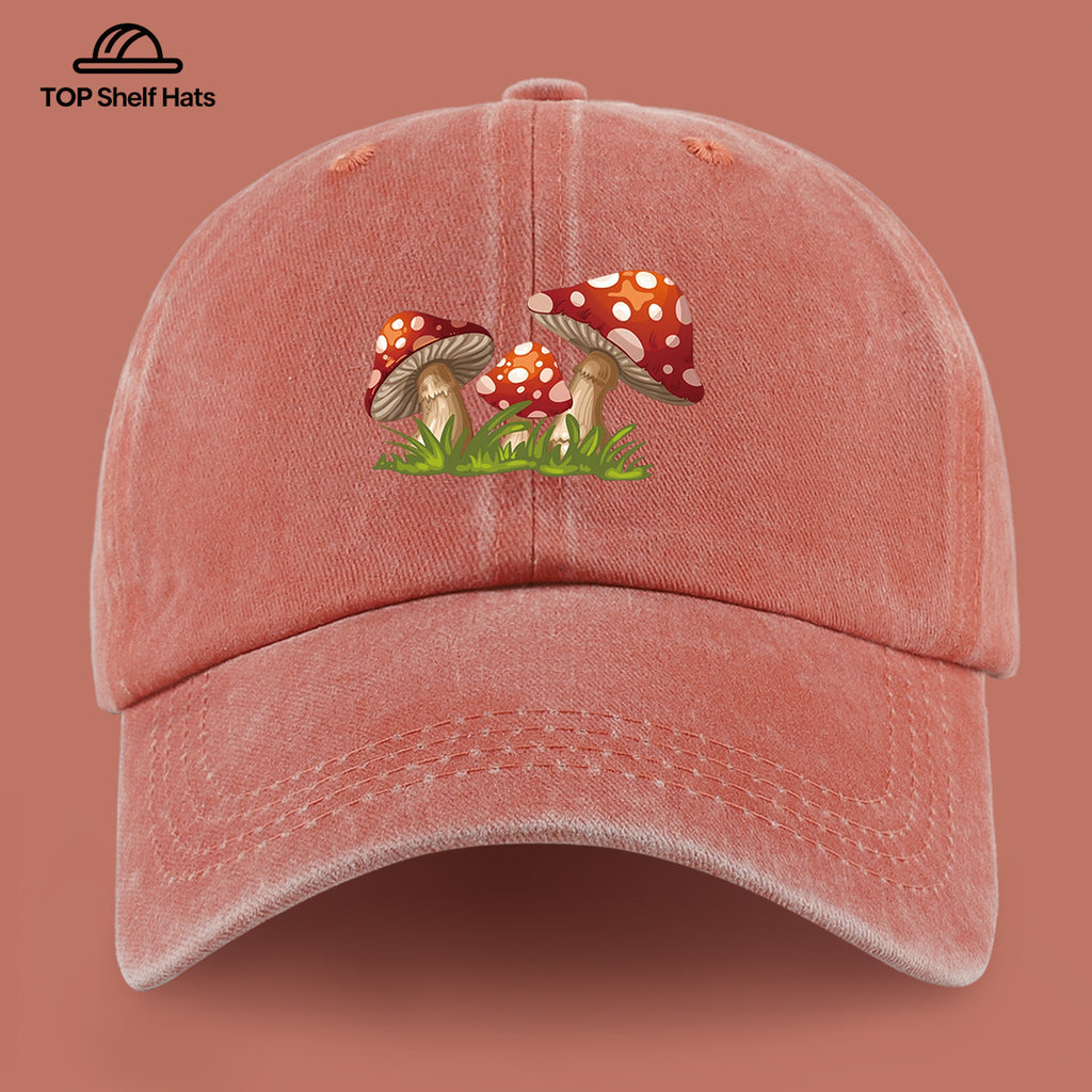 1pc Fun Cartoon Mushroom Print Baseball Cap | Lightweight, Comfortable, Breathable, Adjustable Fit, Ideal for Valentine'S Day Gift, Suitable for Beach Holidays, Casual Wear, Outdoor Activities, Fishing, And More