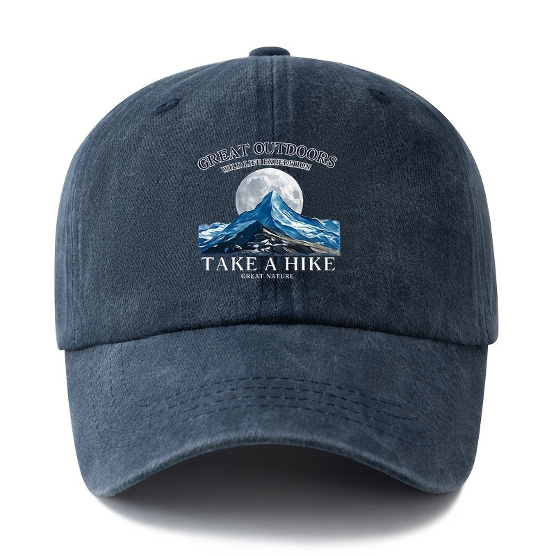 A Unisex Fashion All-Match Printed White Blue Sea Baseball Cap, Classic Retro Washed Outdoor Lightweight Curved Brim Hat, Trucker Baseball Cap, Suitable for Outdoor Vacation Travel Camping And Other Leisure Occasions, Holiday Party Hip-Hop Hat