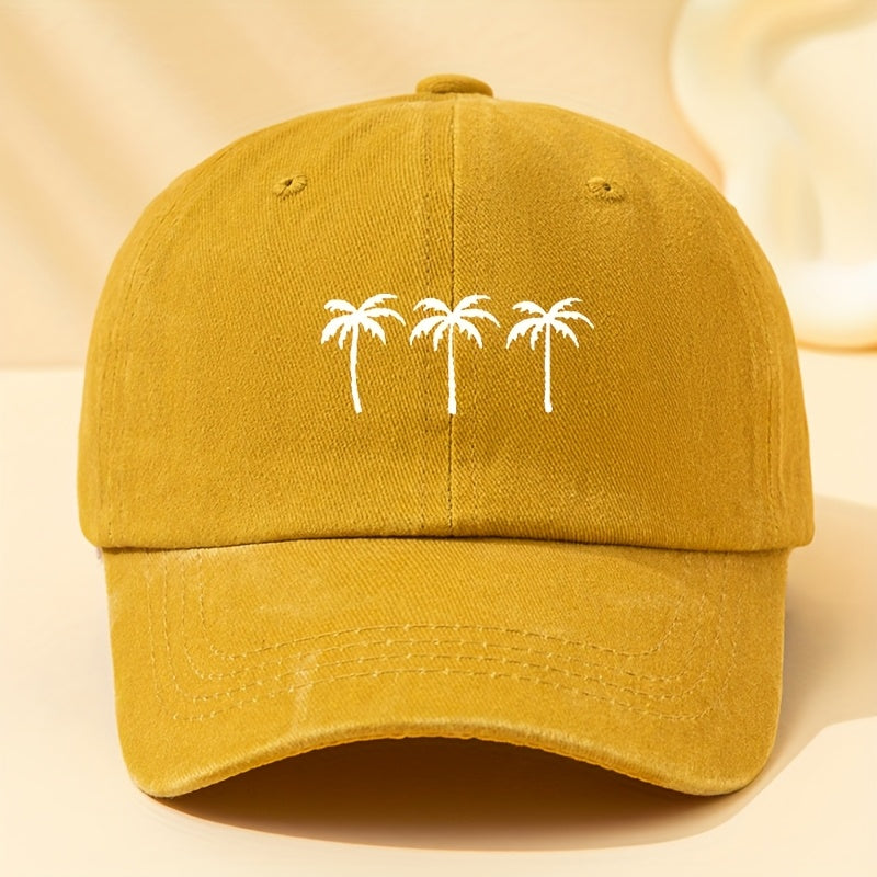 Summer New Trendy Brand Coconut Tree Print Baseball Cap Men's Casual Versatile Duckbill Cap Breathable Outdoor Sports Cap Father's Day Gift for Dad Husband Practical Goodies