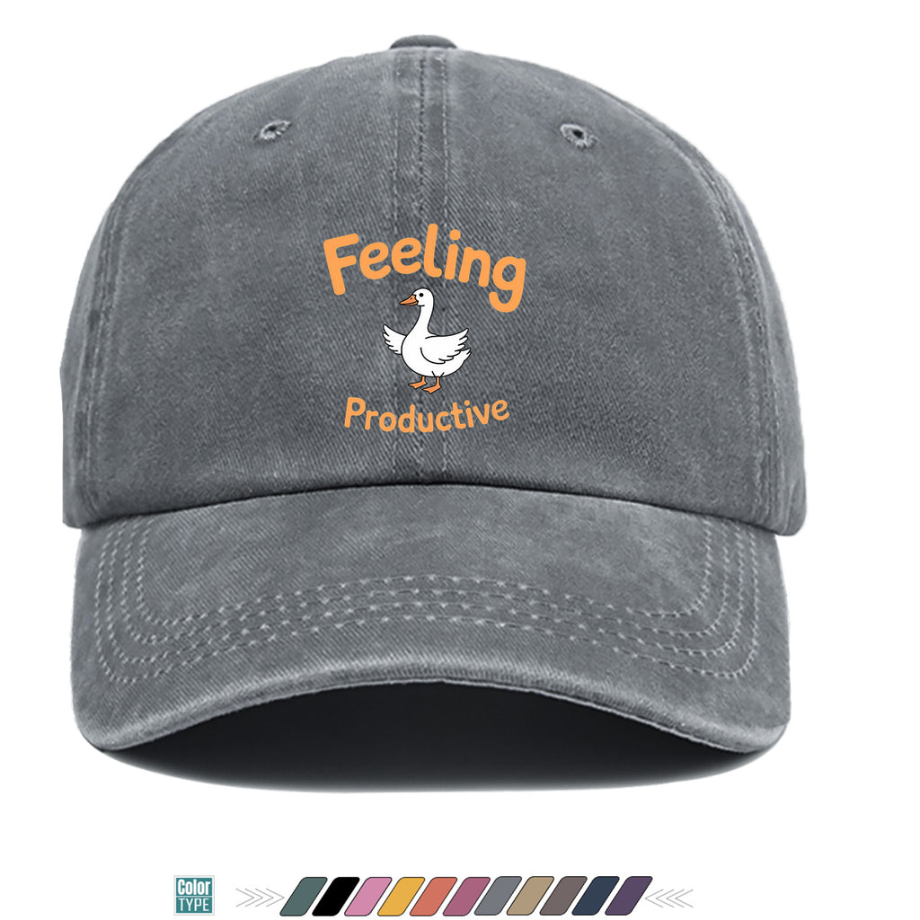 1pc Fun Duck "Feeling Productive" Printed Baseball Cap, Comfortable and Breathable Sun Hat, Stylish, Simple, and Beautiful, Unisex Adjustable Baseball Cap, Trucker Hat, Beach Vacation Hat, Suitable for Outdoor Fishing, Hunting, Vacations