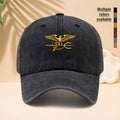 Baseball Cap with Golden Eagle Grasping Trident Pattern, American Retro Mythological Street Style Adjustable Unisex Casual Hat, All-Season Versatile Bent Brim Cap for Walking, Parties, Shopping, Dates, And Parties