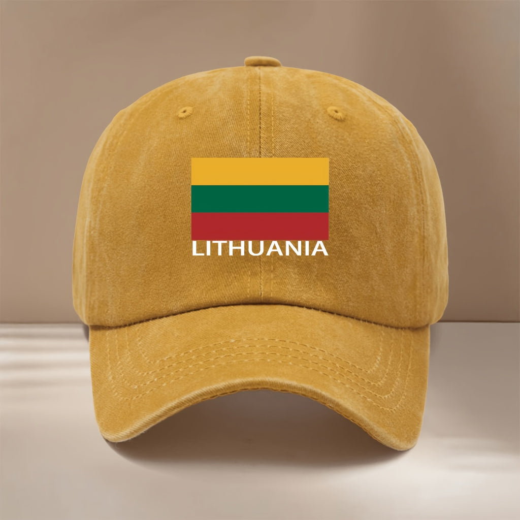 LITHUANIA Letter Flag Printed Pattern Baseball Cap Easy Comfortable Hip-Hop Hat All-Season Versatile Textured Brim Cap Lightweight Individual Duckbill Cap Unisex 6-Panel Cap Sports Event Support Matching Casual Hat Adjustable Size Style Trendy Fashi