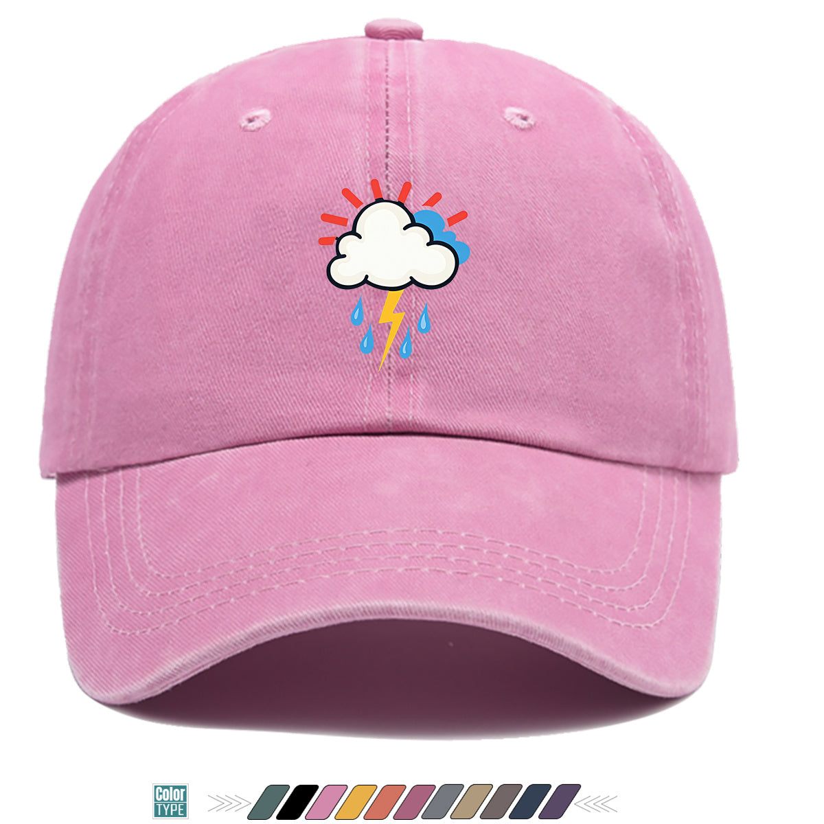 1pc 1pcs Unisex Adjustable Baseball Cap with Cloud Lightning Raindrop Print, Outdoor Sports Hat, Suitable for Daily Wear, Camping, Music Festivals, Cycling, Travel -  Gift for Men & Women, Birthday Present