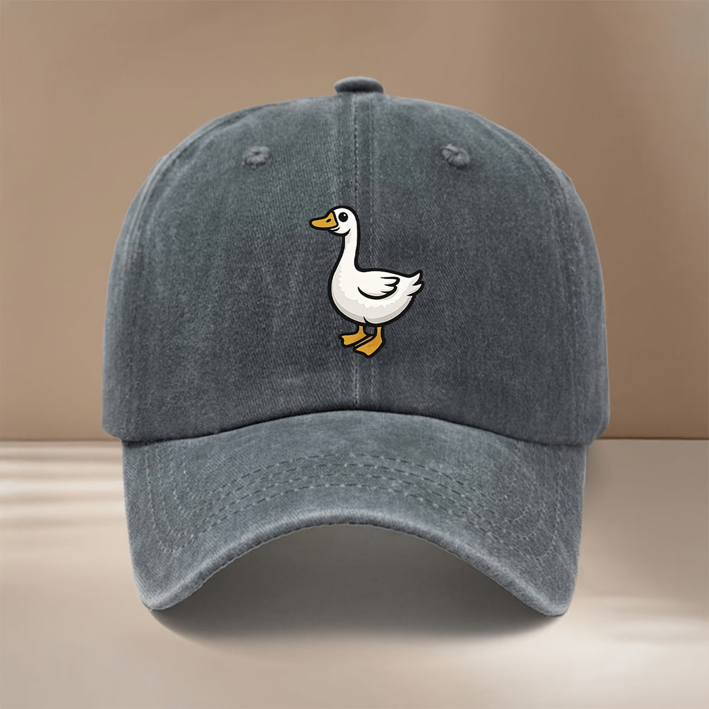 This Is a Baseball Cap Featuring a Flat Design of a Cartoon Goose, Suitable for All Seasons with an Adjustable Size. It'S a Trendy, Lightweight Duckbill Hat for Both Men And Women, Perfect for Outdoor Sports, Gatherings