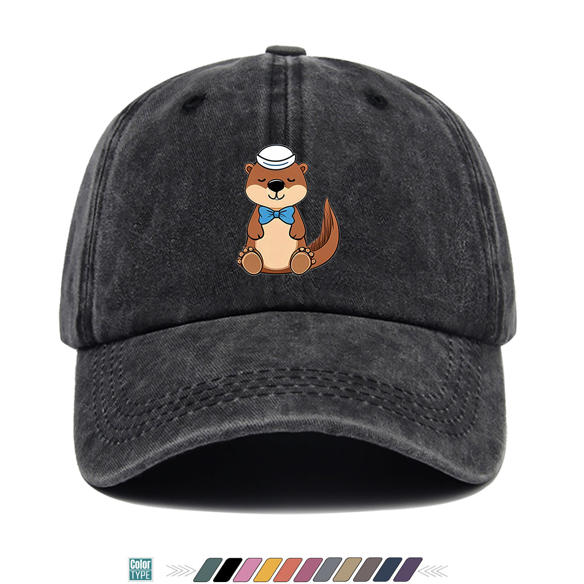 1pc Cartoon Otter Print Baseball Cap, Cute Animal Pattern Sun Hat, Fashion Casual Trendy Cap, Unisex Adjustable Duckbill Cap, Outdoor Travel Sunshade Hat, Outfit Hat, Bestie Shopping Photography Hat, Hiking Riding Hat, Daily Commute Versatile Hat