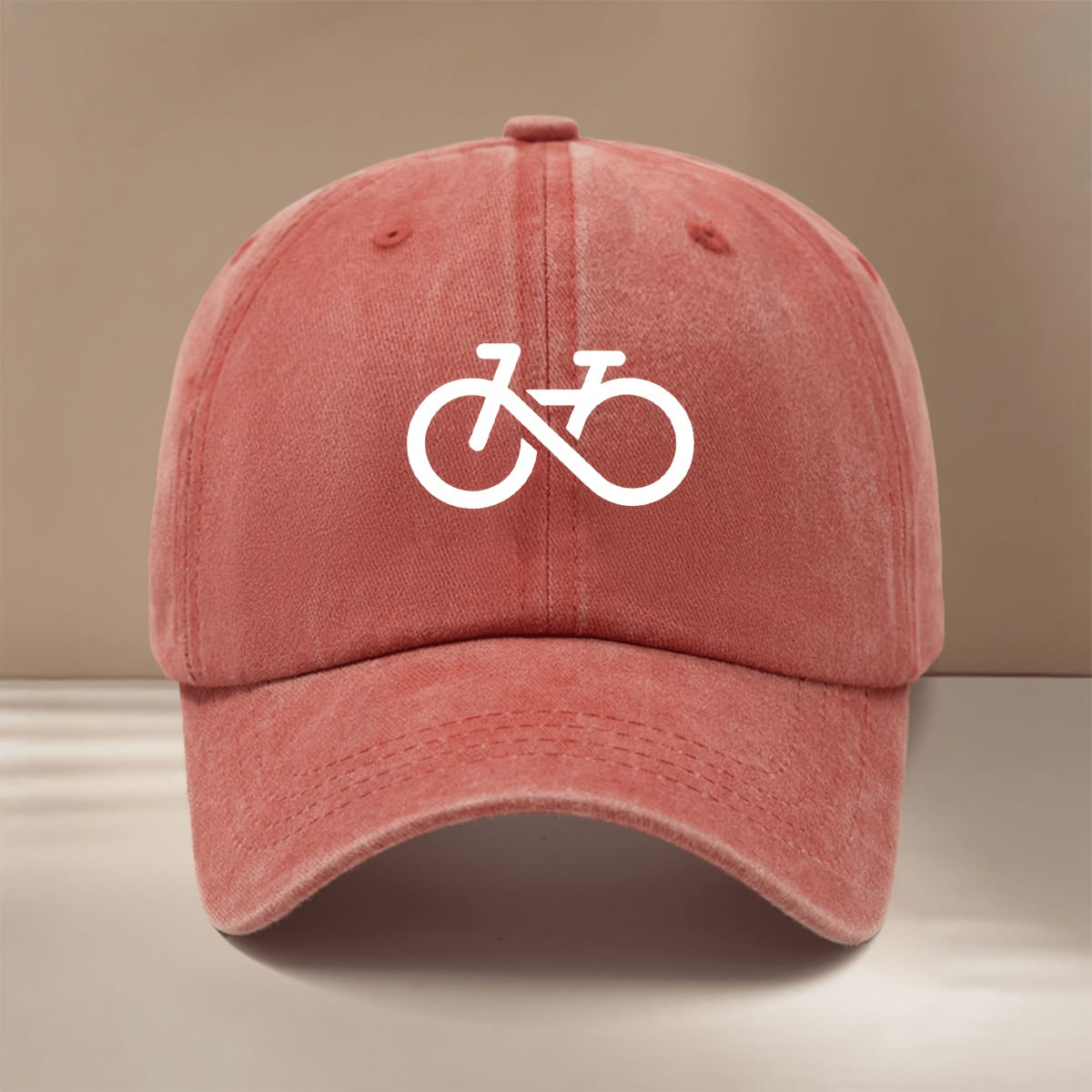 Baseball Cap with Stick-figure Bicycle Print, Suitable for Vacations, Travel, Gatherings, and Camping. Features a Curved Brim, Adjustable Size, and Textured Hip-hop Style. Comfortable and Lightweight, This Unisex Six-panel Cap Is Also a Casual