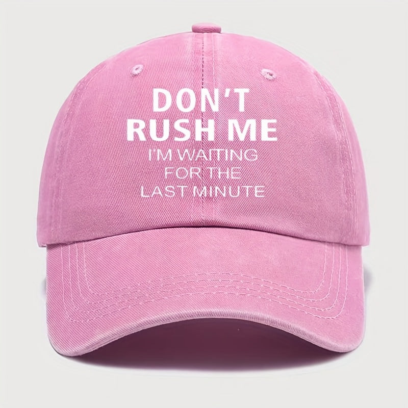 Men's Vintage Adhesive Baseball Cap| Adjustable and Hand Washable| "Stop Rushing Me, I'm Waiting for the Last Moment."| Sports Outdoor Hat with a Curved Brim|Durable and Stylish, Suitable for Casual Wear
