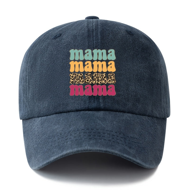 Unisex Fashion Versatile Printed Mama Cartoon Letter Baseball Cap, Classic Retro Washed Outdoor Lightweight Curved Brim Hat, Trucker Cap, Suitable for Outdoor Vacation Travel Camping And Casual Occasions, Holiday Party Hip-Hop Hat