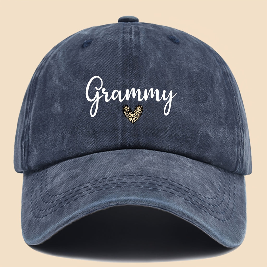 1pc Fashionable "Love And Grammy" Fun Print Baseball Cap, Minimalist Pattern Design, Black Papa Trucker Hat, Breathable And Comfortable, Solid Color Easy, Vintage Soft Top Curved Brim Dad Hat, Adjustable Size, Unisex, Youth Couple Skateboard Hat, C