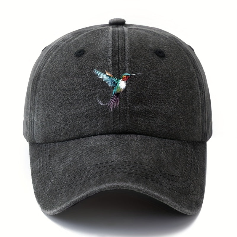 MAKEFGE Vintage Baseball Cap - Lightweight Distressed Trucker Hat, Available in Six Colors (Black/Dark Grey), Unisex, Suitable for Outdoor Casual Everyday Wear - Retro Structured Brim And Daily Headgear, Bird Pattern Design