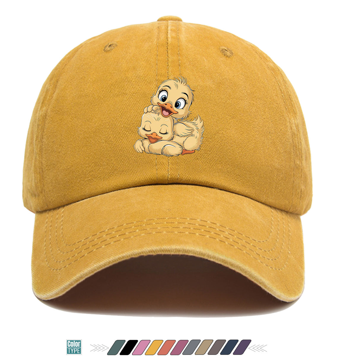 1pc Cute Little Yellow Duck Print Baseball Cap, Adorable Cartoon Duck Pattern Sun Hat, Fashion Casual Sunshade Hat, Unisex Adjustable Duckbill Cap, Soft Breathable Hat, Outing Hat, Versatile Hat, Best Friend Shopping Hat, Outdoor Picnic Play Hat