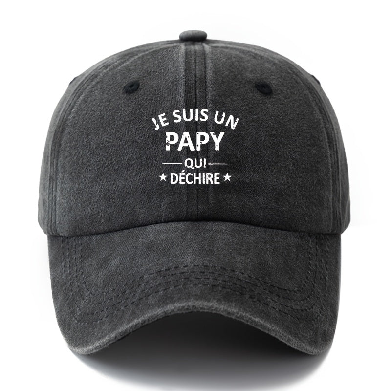 1 Unisex Fashion Versatile Printed Letter "JE SUIS UN PAPY" Baseball Cap | Classic Retro Lightweight Curved Brim, Ideal for Outdoor Travel, Camping, Casual Wear, and Festive Parties, Woven by MAKEFGE