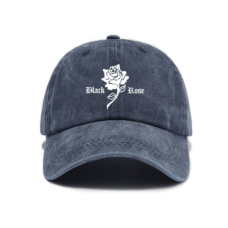 Vintage Washed Baseball Cap with Rose Print Decor, Casual Fit Suitable for Daily Streetwear, Adjustable Unisex Vintage Style Hat