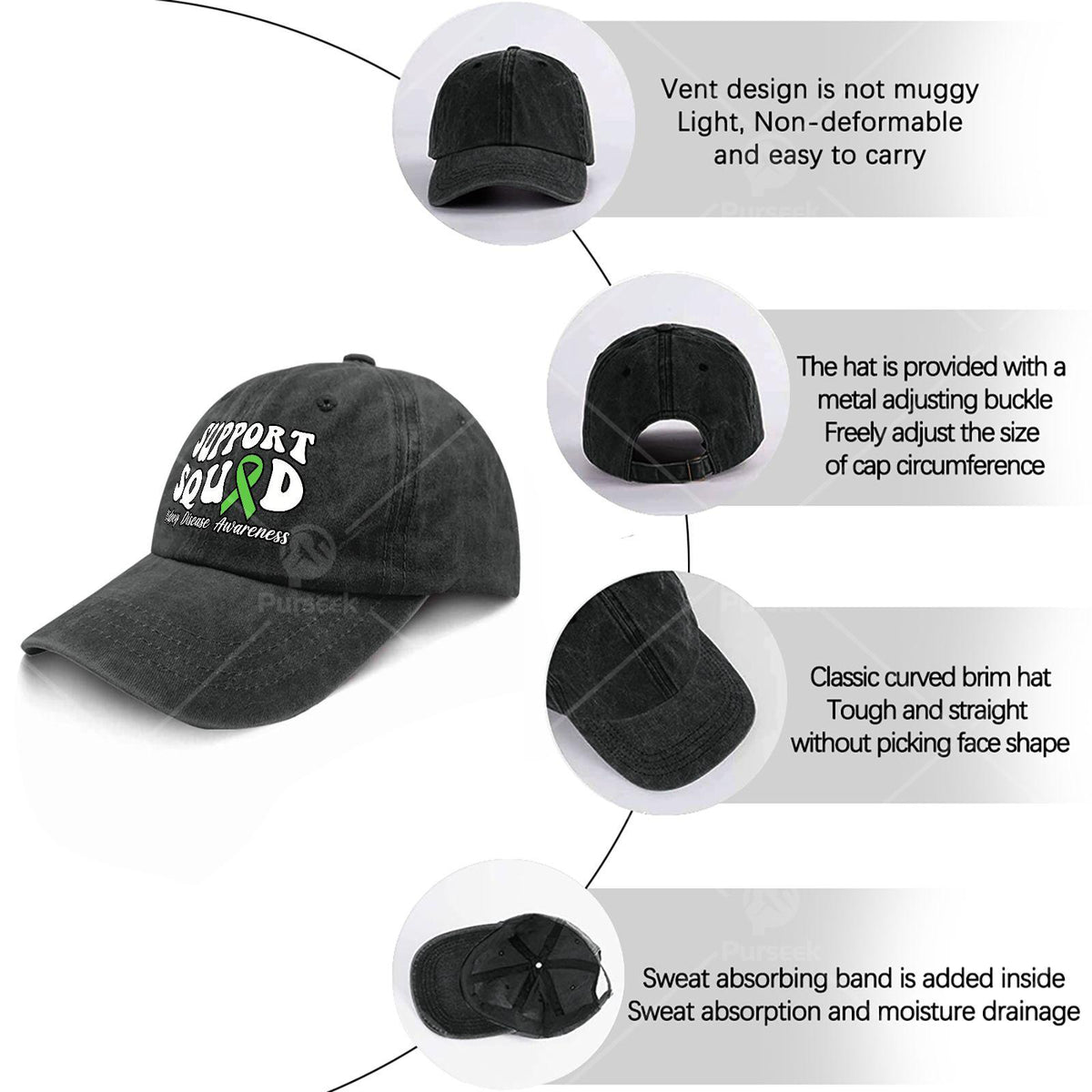 Unisex Baseball with a Green Ribbon for Kidney Disease Awareness Support