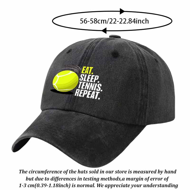 A Sporty Baseball Cap Featuring a Tennis Design That Showcases Enthusiasm, Perfect for Outdoor Activities