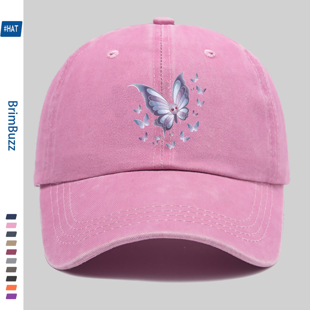 1 Butterfly Print Trucker Hat, Suitable for Travel, Outdoor Activities, and Daily Wear- Adjustable Snapback Hat with Butterfly Pattern, Lightweight and Unisex, Vintage Baseball Cap, Suitable for the Beach, Cycling, Parties, and Casual Wear(hand Was