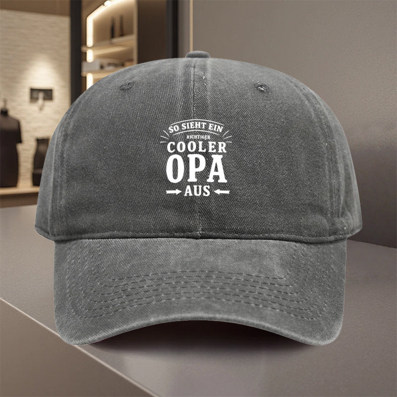1pc, "Cooler Opa" Adjustable Baseball Cap, Lightweight Polyester with Printed Design, Suitable for Outdoor Sports and Camping Enthusiasts, Popular Couple's Cap, Golf Cap, Trucker Cap, Stylish Baseball Cap