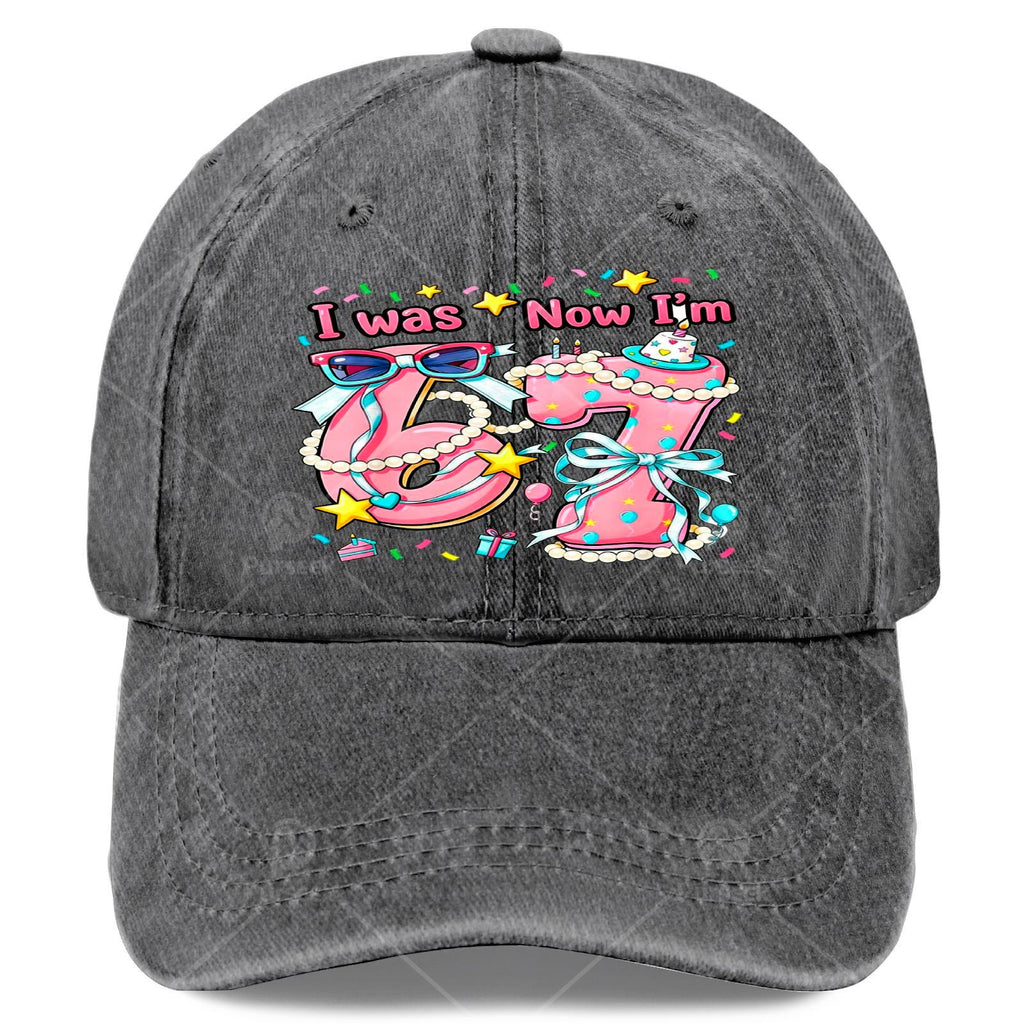7th Birthday Girl I Was 6 Now Im 7 Year Old Girls Baseball Hat Unisex