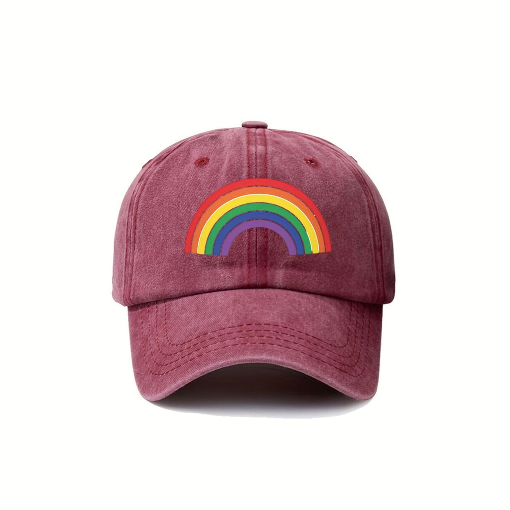 Colorful Rainbow Trendy Dad Hat with Soft Top Design, Street Culture Baseball Cap, Soft Fabric, Breathable And Comfortable, Outdoor Sports Sunshade Driving Hat