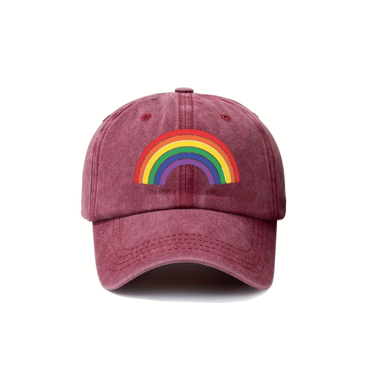 Colorful Rainbow Trendy Dad Hat with Soft Top Design, Street Culture Baseball Cap, Soft Fabric, Breathable And Comfortable, Outdoor Sports Sunshade Driving Hat