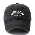 A Unisex Fashionable and Versatile Printed RELAX FIX IT Baseball Cap, Featuring a Classic Vintage Washed Lightweight Curved Brim. This Trucker Baseball Cap Is Suitable for Casual Occasions Such as Outdoor Vacations, Travel, and Camping. It Also Works